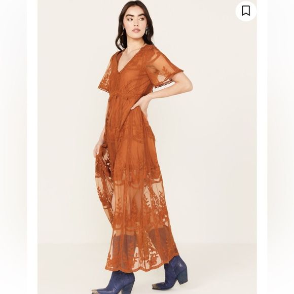 Dresses & Skirts - Maxi Split Leg Floral Lace Western Bridesmaids Dress